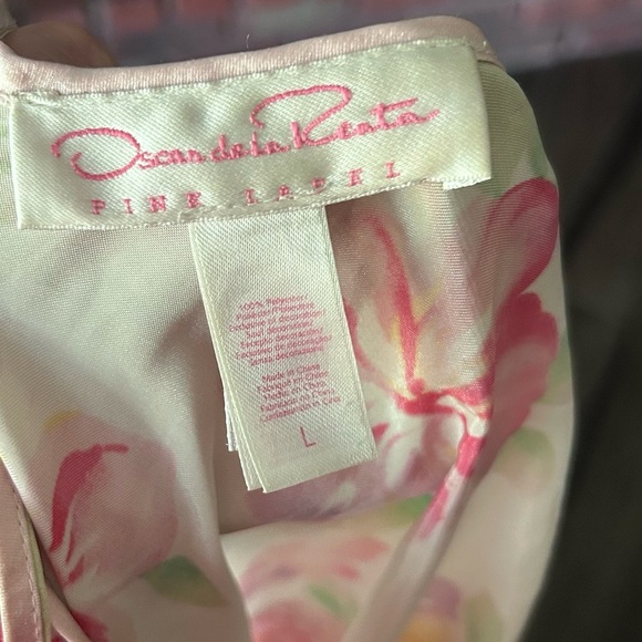 VTG Oscar de la Renta Floral Maxi Satin Slip Dress Sz L - Picture 10 of 10